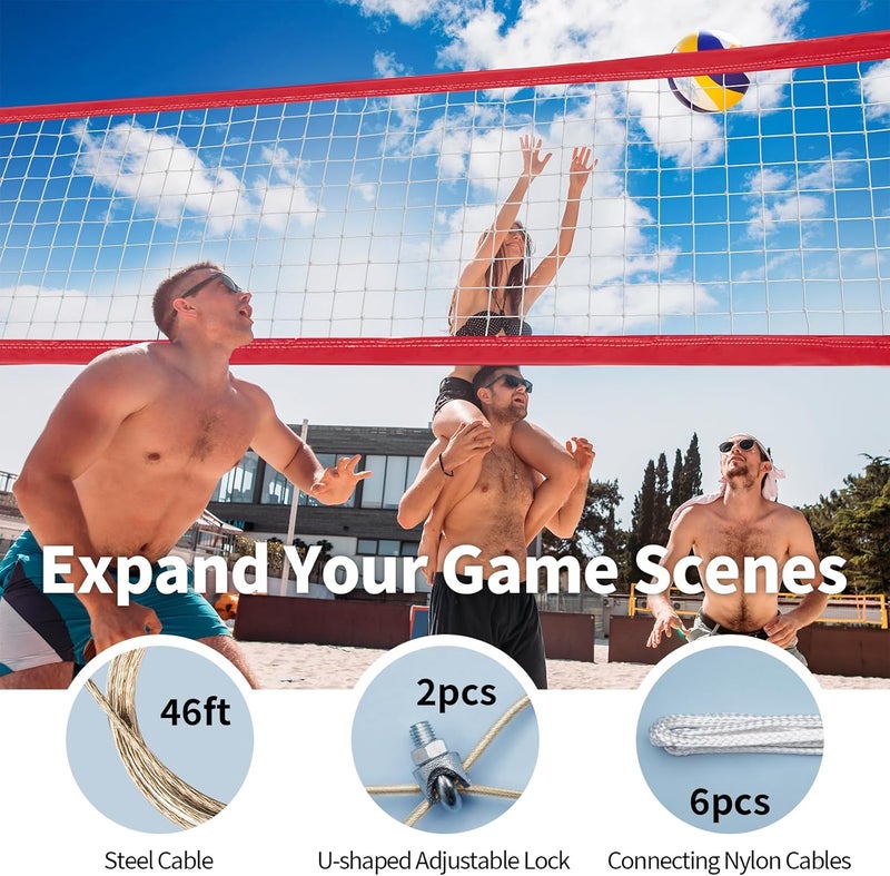YUXUXU Professional Volleyball Net Outdoor Heavy Duty, All Weather Enhanced, Extended Stainless Steel Cable, Extra Thick Borders, for Backyard Beach Pool Indoor Outdoor- Regulation 32x3FT (Net Only) - Image 5